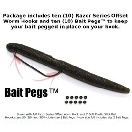 Harmony Fishing Company Razor Series Offset Ganchos para gusanos (10 unidades con 10 clavijas de anzuelo), Negro (Black Nickel), 4/0 (10 Pack)