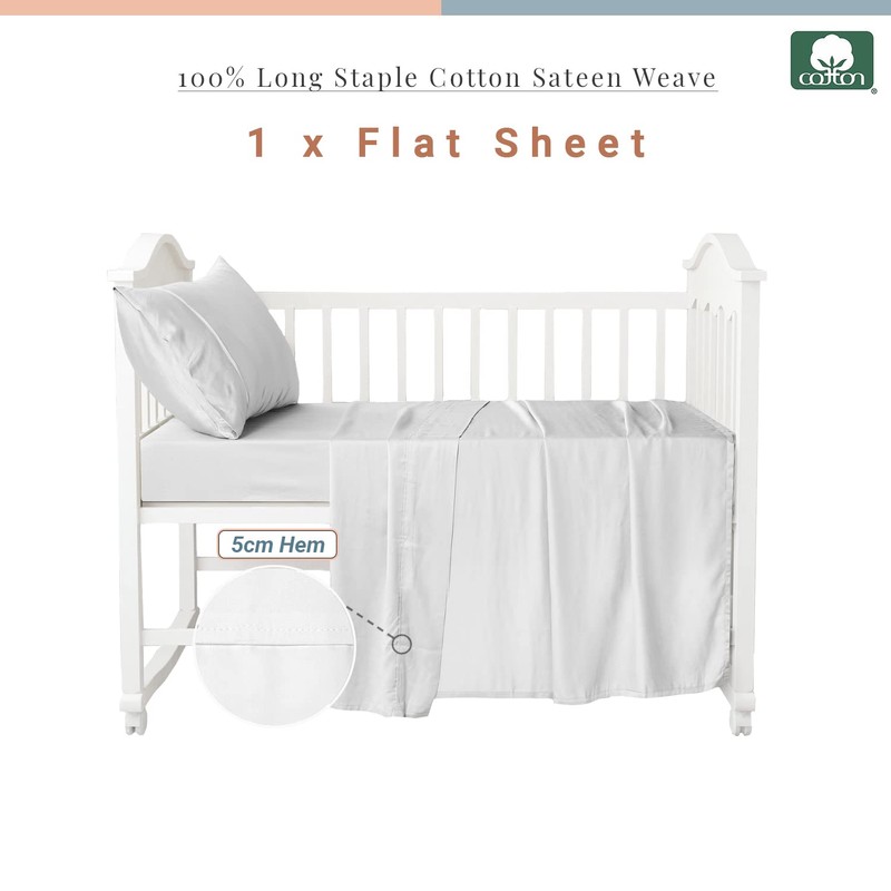 Pizuna Cotton Flat Crib Sheet Baby 70 X 100cm White,
