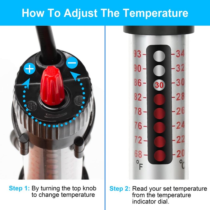 DaToo 50 Watt Aquarium Heater Submersible Adjustable Temperature Fish Tank