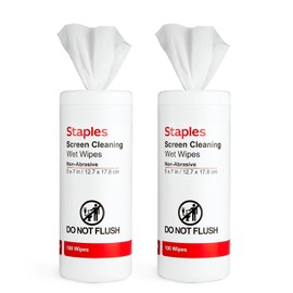 Staples Screen Cleaning Wipes, 100/Tub (2 Pack)