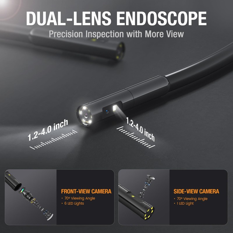 Teslong Dual Lens Endoscope Inspection Camera, 4.3 Inch Screen Inspection