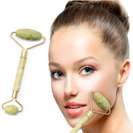 Jade Face Roller - Anti Aging Jade Face Massage Tool for Wrinkles- Eye Roller for Dark Circles and Puffiness - Organic Face Rollers for Women & Men