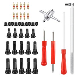 HAIYUUS 40-Piece Tire Valve Stem Tool Kit - Includes Valve Stem Puller, 4-Way Valve Tool, TR412/TR413/TR414 Valve Stems, Valve Core Remover, and Repair Tools for Cars, Motorcycles, ATVs, Trucks