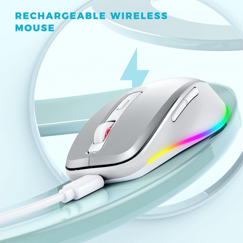 PEIOUS Wireless Mouse Jiggler - LED Wireless Mice with Build-in