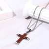 JewelryWe Men's Wooden Cross Necklace: Durable Stylish Stainless Steel &