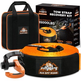 AUTOBOTS Tow Strap Heavy Duty 3" x 20 ft (35,000 lbs) with Shackle Hooks Winch Recovery Rope Towing Strap,Offroad Recovery Kit for Truck Vehicle