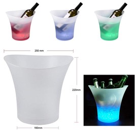 SMETA LED Ice Bucket 5L Colorful Plastic Large Champagne Wine Ice Bucket, Multi Colors Changing for Party/Home/Bar/KTV Clubs