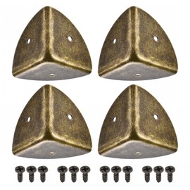 TA-VIGOR 8Pcs Metal Corner Protectors, 40 x 40 x 40mm Edge Guard Decorative Corner Bracket, Bronze Angle Brace Cover for Tables Chests Suitcase Jewelry Box, with 24Pcs Screws
