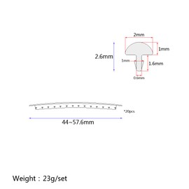 Alnicov Guitar Fret Wire, 20 Pieces Nickel Plated Copper Fret Wire 2.0mm Fret Wire Set for Electric Acoustic Guitar, 20 Frets, Fingerboard, Gold