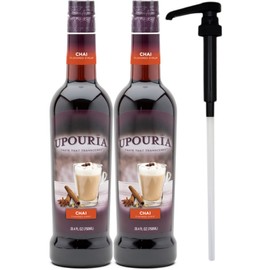 Upouria Chai Syrup Flavoring, 100% Vegan, Gluten-Free, Kosher, 750ml bottle (Pack of 2) with 1 Syrup Pump