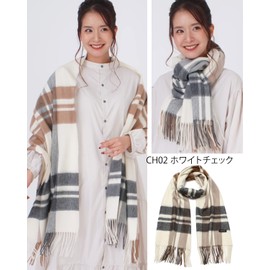 [Buyer] Wool Cashmere Sustainable Stole [Women’s, Men’s, Women’s, Men’s, Women’s Stole, Wool Stole, Large, Large Scarf, Cashmere, Plain, Checked NW60, CH02 White Check