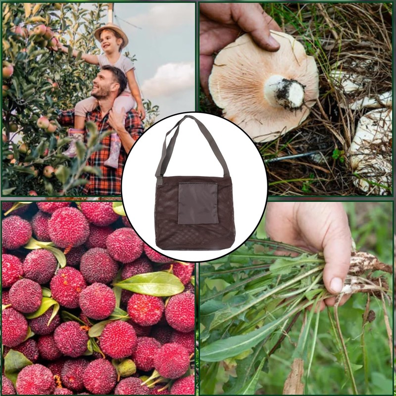Nikou Fruit Picking Bag, Mesh Mushroom Hunting Bag, Large Capacity