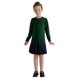 SMILING PINKER Girls Sweater Cardigan Cotton School Uniform Knitted Cardigans for Kids(5-6Years,Green)