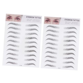FOMIYES 2pcs Imitation Eyebrow Transfer Stickers Temporary Eyebrow Stencil for Men Women Easy to Apply Natural Look No Damage Type Black