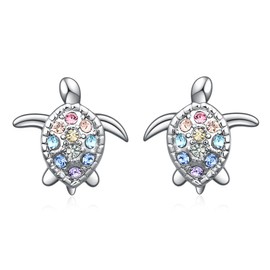 Turtle Stud Earrings Gifts for Girls Women,Cute Colorful Crystal Animal Stud Earrings Cool Animal Turtle Lovers Gifts for Women Girls (Turtle Stud Earring)