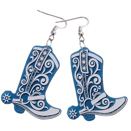 Healvian Creative Retro Boot Earrings for Women Double-Sided Printed Western Jewelry Unique Cowgirl Accessories 1 Pair