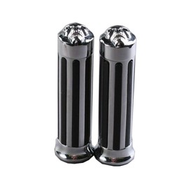 1 inch / 25mm Skull Chrome Rubber Hand Grip Motorcycle Handlebar for TASWK