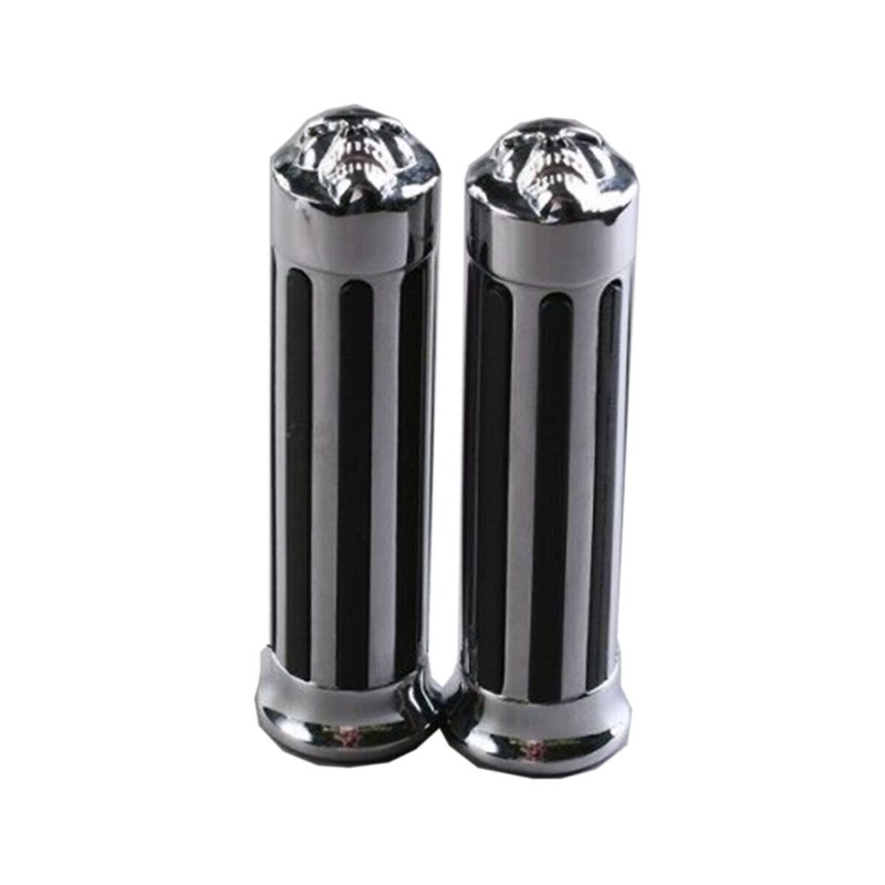 1 inch / 25mm Skull Chrome Rubber Hand Grip Motorcycle