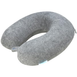 Bliss Neck Pillow - Lightweight U-Shaped Memory Foam Travel Neck Pillow with Snap Closure for Airplanes, Traveling, Offices, Cars, Grey Terry