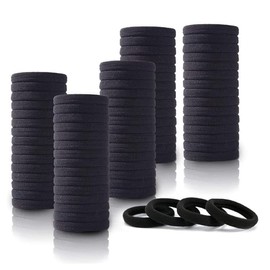 AL KASEEN Black Hair Ponytail Holder Rubber Bands Ties Soft Elastic No Damage Seamless Stretchable Non-Slip Cotton, Thick Thin, Scrunchies for School Girls, Kids, Women (Black, 30)