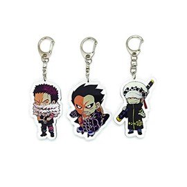 EBTY DREAMS Inc. - Set of 3 One Piec OP Acrylic Keychain Monkey D. Luffy Gear Fourth, Trafalgar Law, Charlotte Katakuri