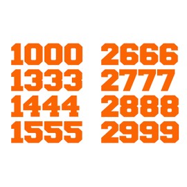 Premium Stickers Sports Number Stickers Decals 1.5'' Helmet Number for Hockey, Baseball, Football, Lacrosse, Rugby and More (Orange)
