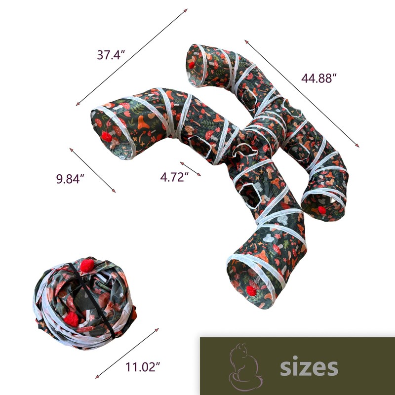 Foldable H-Shaped Cat Tunnel Toy with Interactive Playing Balls -