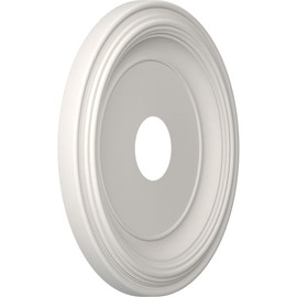 16"OD x 3 1/2"ID x 1 3/8"P Traditional Thermoformed PVC Ceiling Medallion (Fits Canopies up to 9 1/2"), UltraCover Satin Blossom White