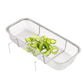 Stainless Steel Sink Drain Strainer Basket, Side Hanging Sink Strainer Colander Drain Basket, Kitchen Food Residue Waste Leftovers Vegetables Fruits Clean,10.63 x 4.72 x 1.77 inches