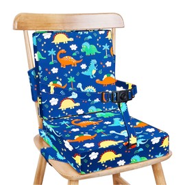 Chair Increasing Cushion Dismountable Portable Washable Kids Baby Toddler Infant Harness Toddler Booster Dining Chair Highchair Seat Pad On the Go Seat Highten Pad Travel Storage Chair with Adjustable Buckle Strap (With Backrest Dinosaur)
