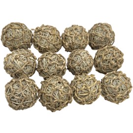 5019 Pk12 Seagrass Sphere Chewers – Handwoven Natural Foraging & Chew Toys for Parrots– Shreddable Bird Foot Toys – Enrichment & Cage Toys for Small & Medium Birds - Made with Natural Seagrass Strips