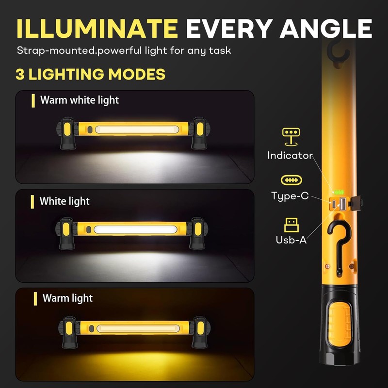 Underhood Work Light, 3000 Lumens COB with 360° Rotating Head,