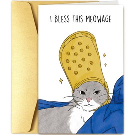 Funny Pope Cat Meme Wedding Congratulations Card, Wedding Anniversary for Cat Lovers, Family, Friends, Just Married Card