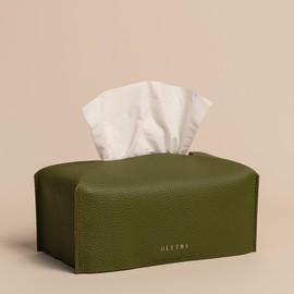 OLETHA Aesthetic Rectangle Tissue Box Cover, Medium Flat Box Tissues Holder Rectangular, Green