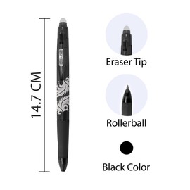 BAZIC Products Frizz Erasable Gel Pen 0.7mm Black Color, Retractable Clicker Fine Point Inks Pens for Drawing Writing for Gift Office School, 1-Pack