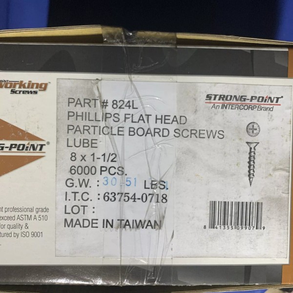 Strong Point #8 x 1-1/2" PHILLIPS FLAT HEAD PARTICLE BOARD
