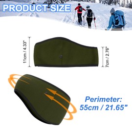 PATIKIL Ear Warmer Headband, Polar Fleece Ear Warmer Winter Stretchy Running Sweatband Outdoor Essential with Buttons for Jogging Walking Skiing Cycling, Olive Green