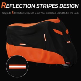 OFF WE GO Motorbike Cover Waterproof Outdoor Motorcycle Cover 210D Oxford Moped Cover All Weather UV Protection Dustproof Windproof Scooter Cycle Cover with Reflective Strips, 96.5" x 41.3" x 49.2"