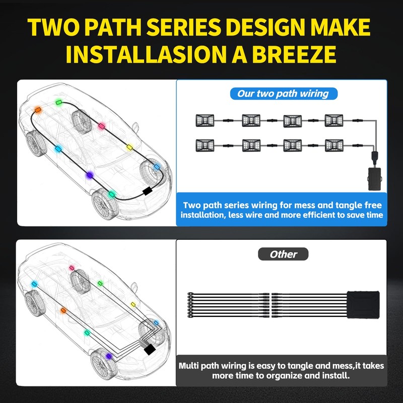 10 Pods Full Angle RGB Rock Lights Compatible with 12V-24V