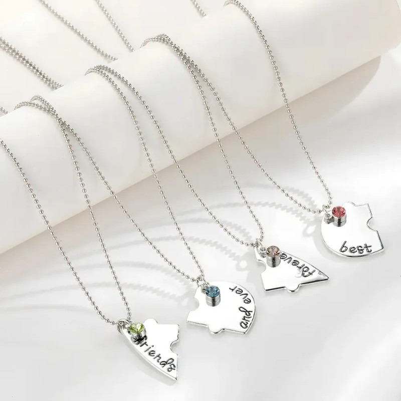 ZIVOR - Set 4 Collares Corazón Siempre Amigos Forever Friends