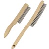 Heavy Duty Stainless Steel Wire Brush Long Curved Beechwood Handle