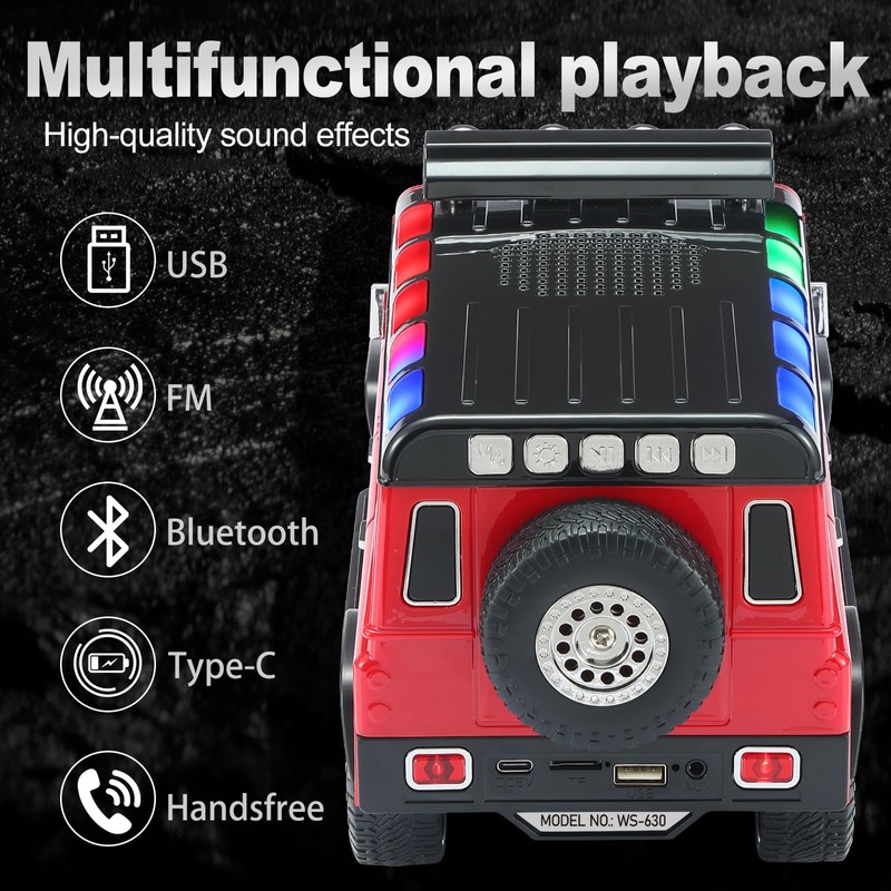 WS-630 Off-Road SUV Bluetooth Replica Speaker, Independent Roof LED Control