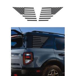 Compatible with 2021-2024 Ford Bronco Sport | Precut American Flag Window Decals | Both Side | Proudly Made in The US | Matte Black (Straight)