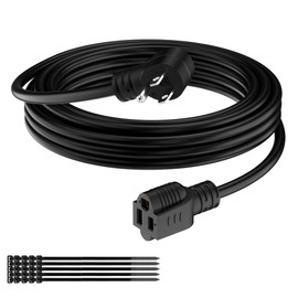 Extension Cord 15 FT, 3 Prong Extension Power Cord, 90 Degree Right Angle Plug Design, 16/3 Gauge Flexible Cold, 13A 1625W 16AWG, Save Space 3 Prong Electric Cord, ETL, Black Cable with 25 Cable Ties