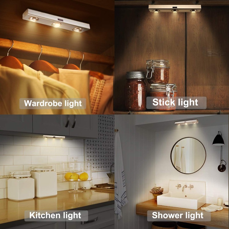 LUXSWAY Closet Light, Rotatable 3 Heads Spotlight, Dimmable and Timer