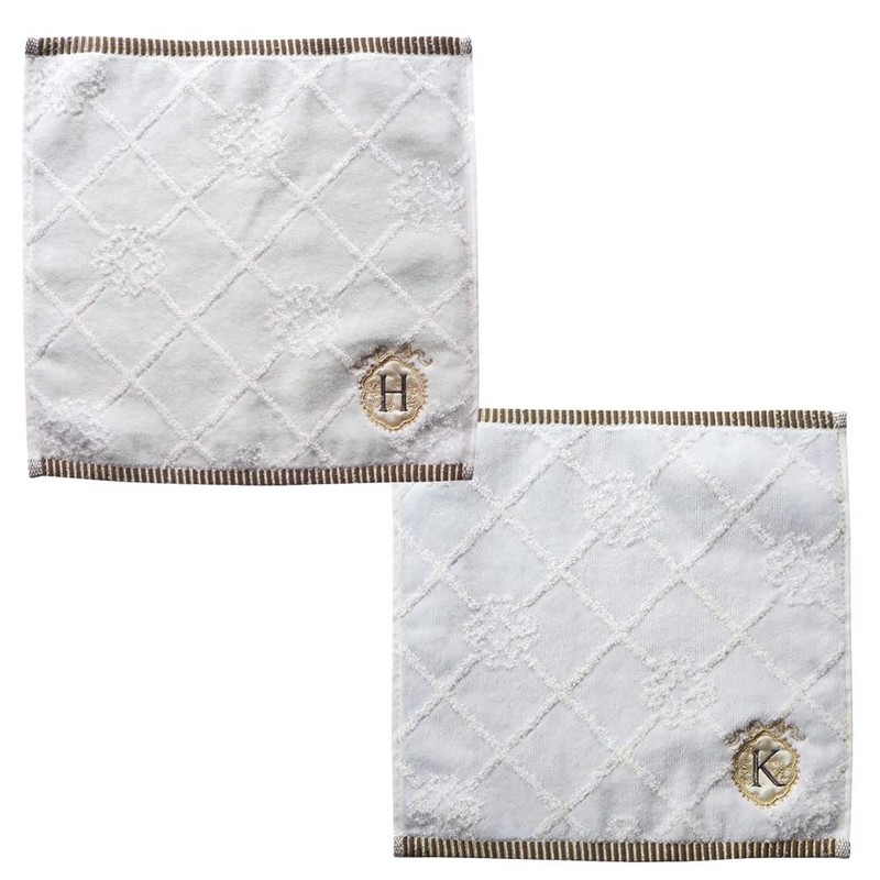 Flower Initial Towel Handkerchief 546519-28 (25/R) Nicot Cotton Gift Cotton