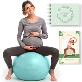 Trideer Pregnancy Birthing Yoga Ball – 1.7mm Extra Thick for Labor & Maternity, 440LB Anti-Burst, Non-Slip Stability – Includes Exercise Guide & Baby Memory Book