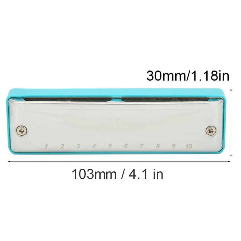 Stainless Steel Blues Harmonica 10 Holes Key of Eb for