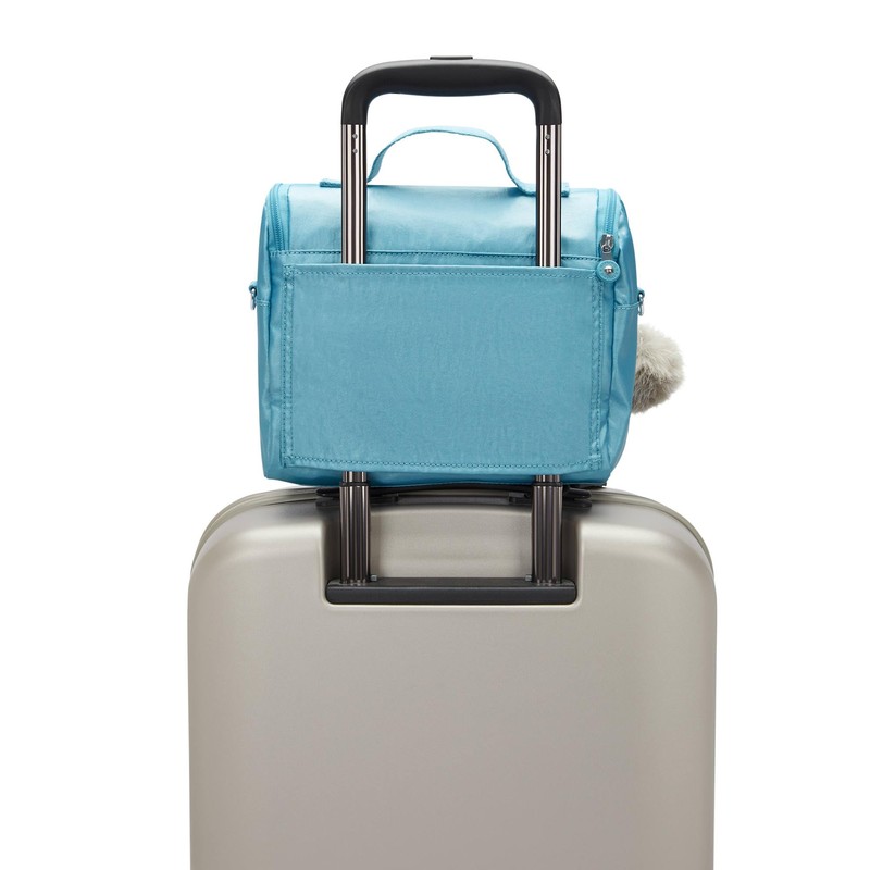 Kipling New Kichirou Metallic Lunch Bag Aqua Tides Metallic
