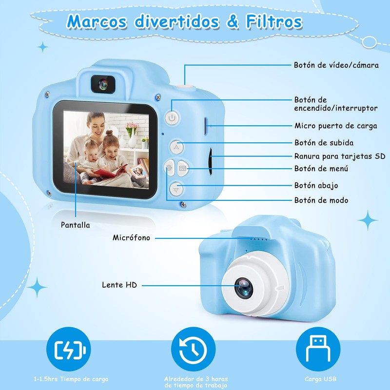 Camara para Niños, Mini Cámara Digital de Video para Niñas